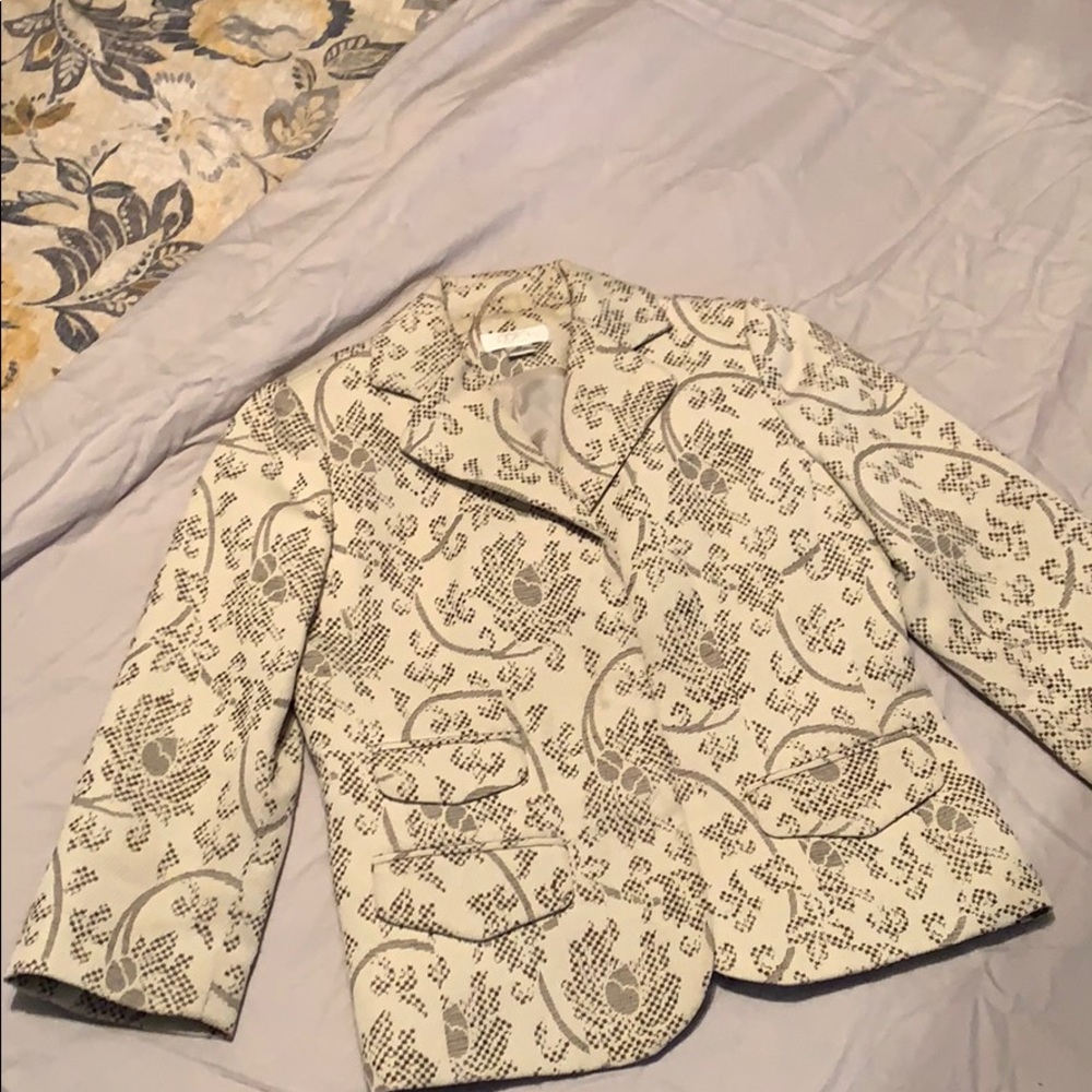 Cream print blazer